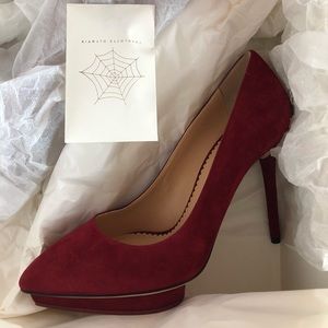 Charlotte Olympia Debbie Pumps in Red Suede